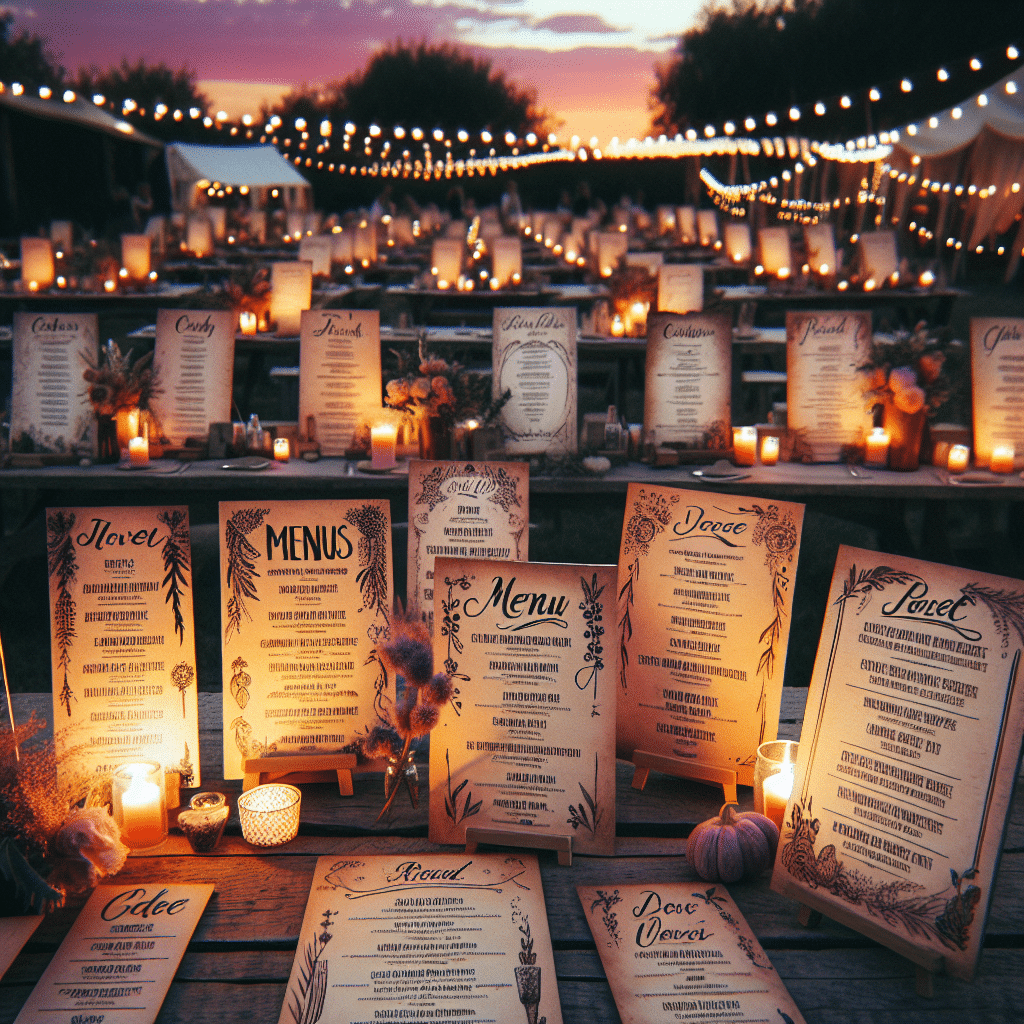 Menús de catering para eventos al atardecer